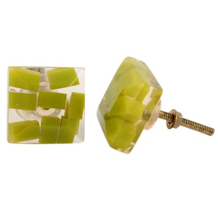 Olive Green Resin Square Knob